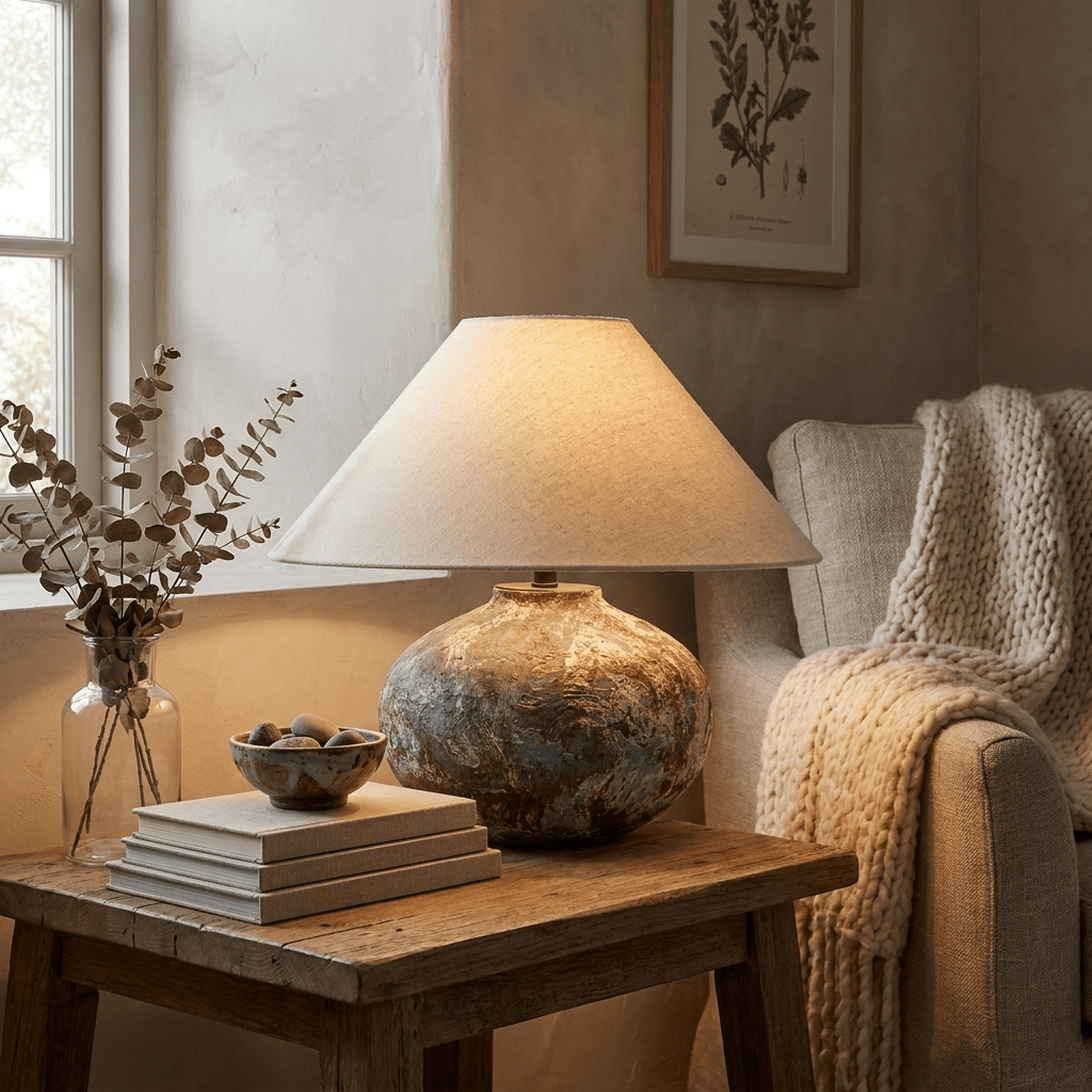 Odrielle lampy stołowe ceramiczne w stylu distressed