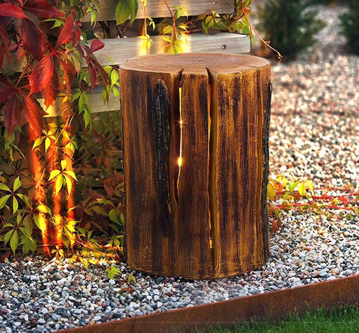 Lemn Log zewnętrzna lampa stojąca LED