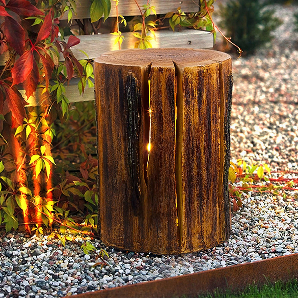 Lemn Log zewnętrzna lampa stojąca LED
