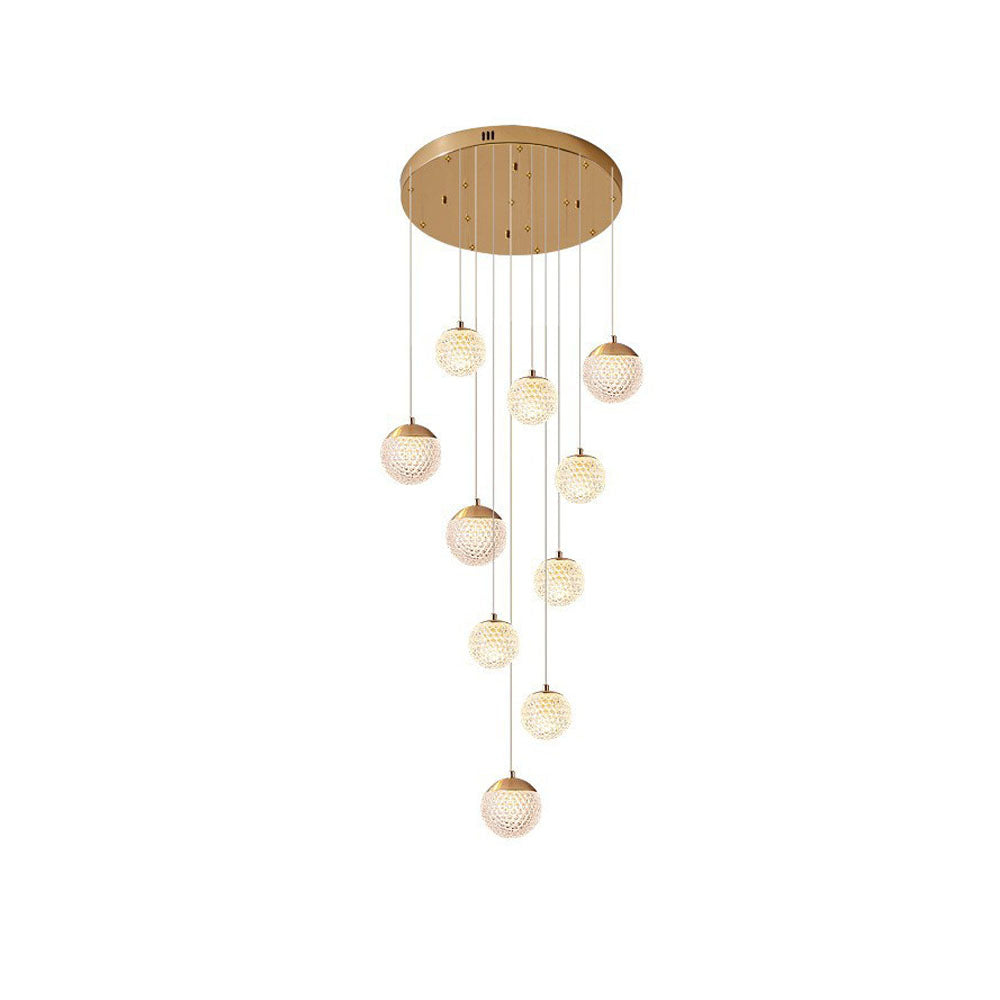 Arisha wielostopniowa nowoczesna lampa wisząca w stylu Art Deco Jibril, złoto