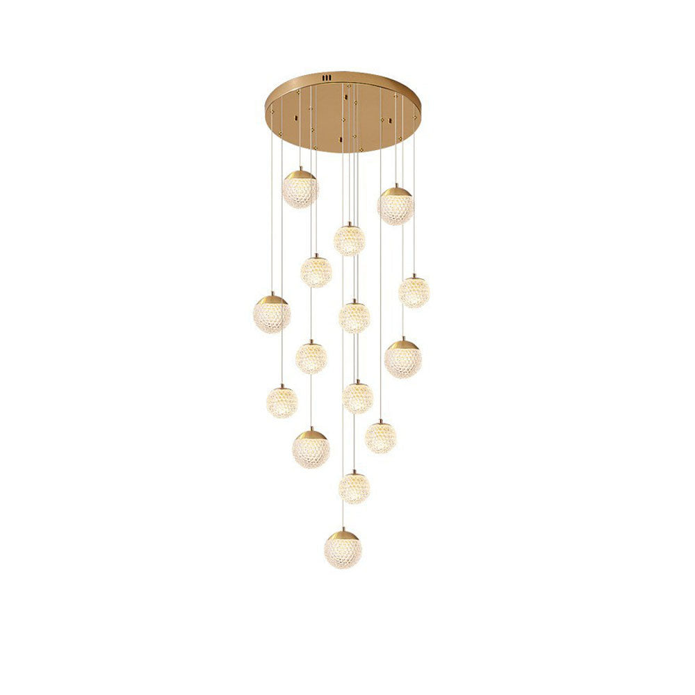 Arisha wielostopniowa nowoczesna lampa wisząca w stylu Art Deco Jibril, złoto