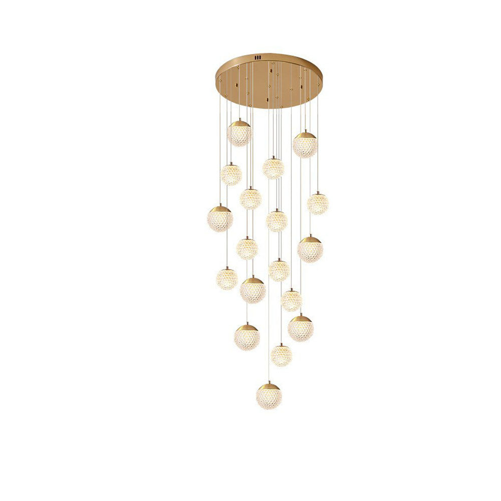 Arisha wielostopniowa nowoczesna lampa wisząca w stylu Art Deco Jibril, złoto