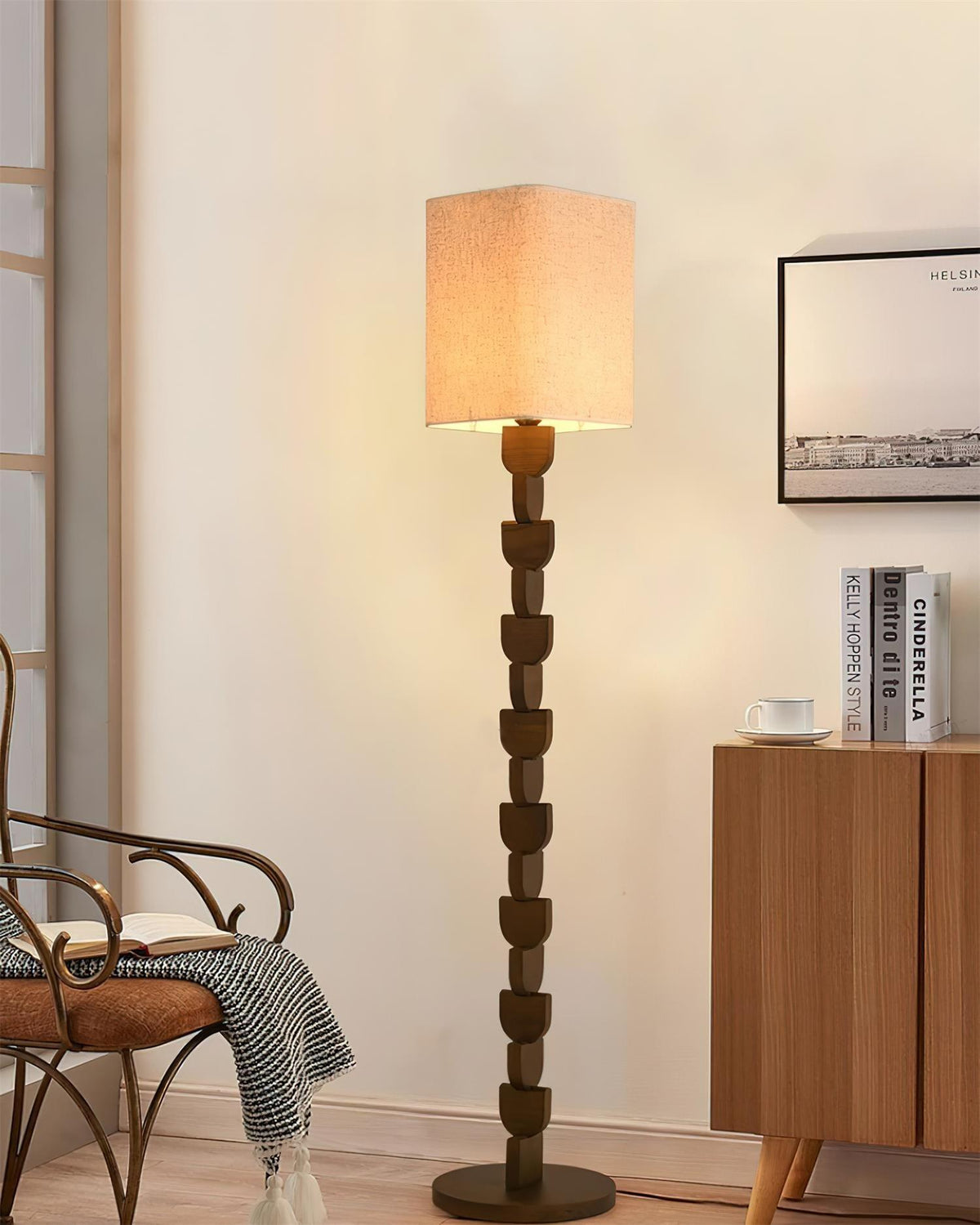 Rinoreria lampa stojąca z drewna