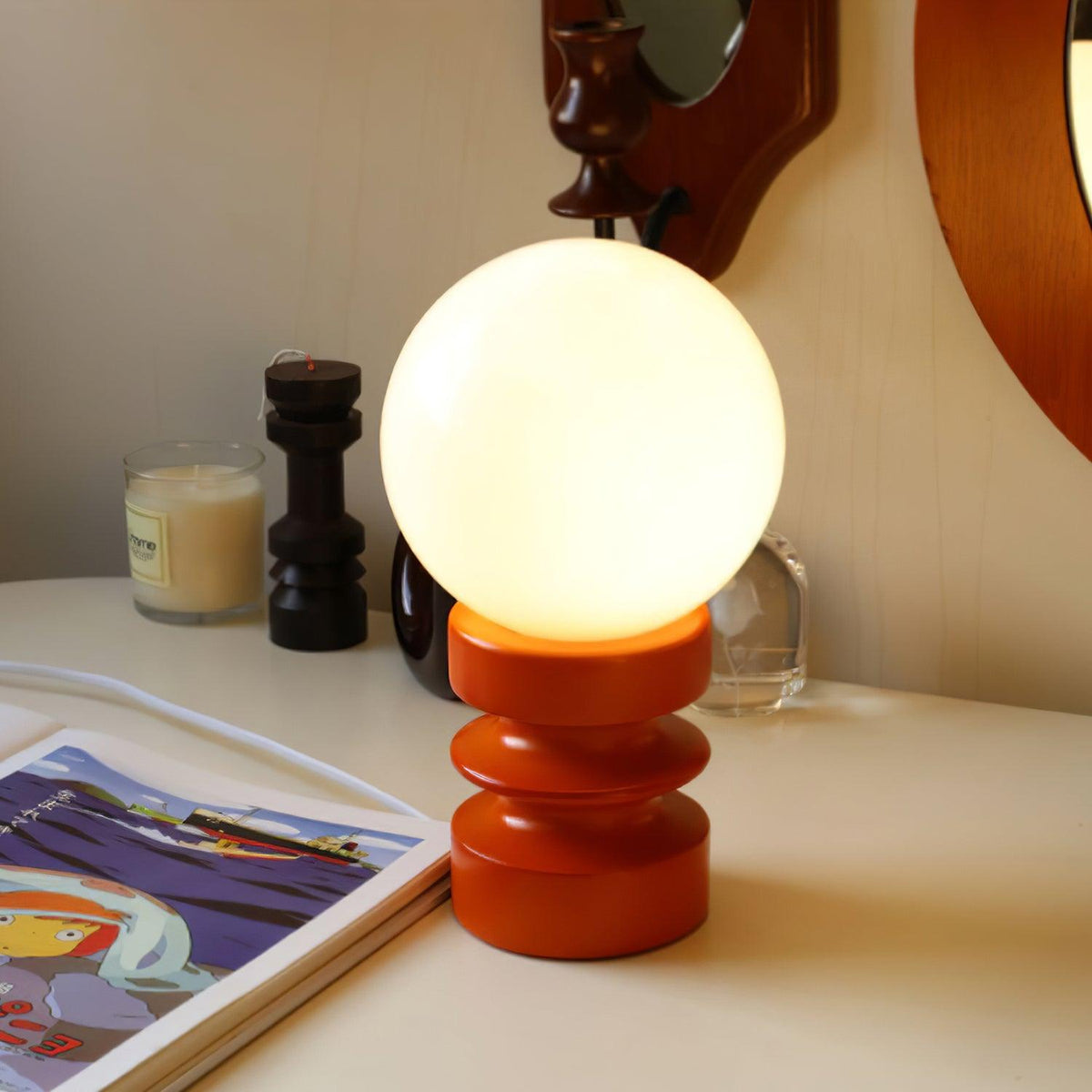 Lampa stołowa Sorinira ze szkła i drewna