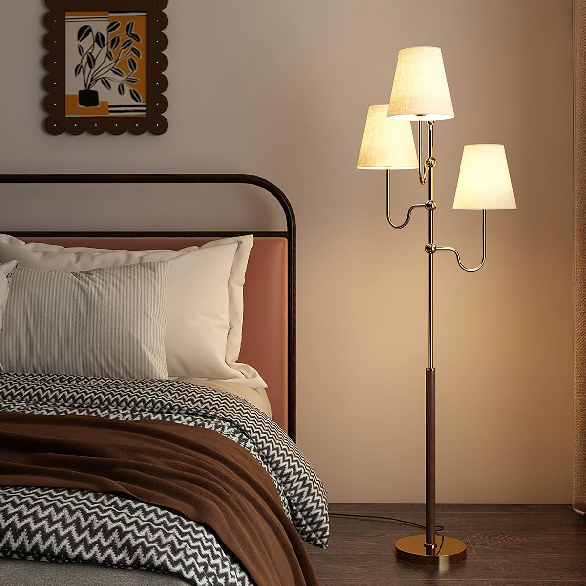 Vevenq lampa stojąca z płóciennym abażurem