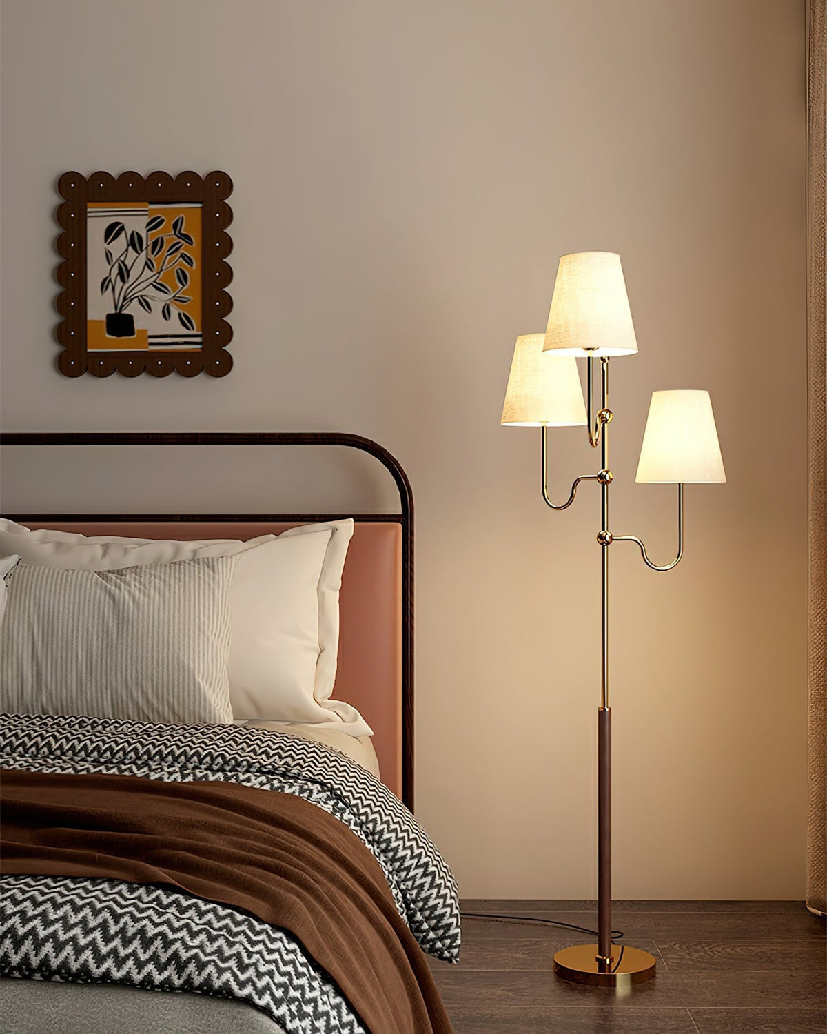 Vevenq lampa stojąca z płóciennym abażurem