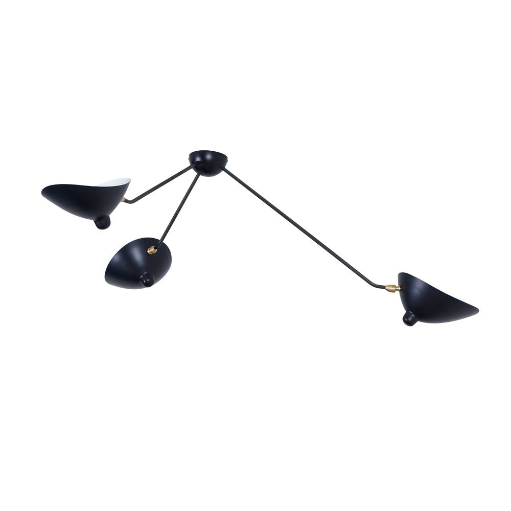 Elaoraine lampa sufitowa trzyramienna czarna rzeźbiarska