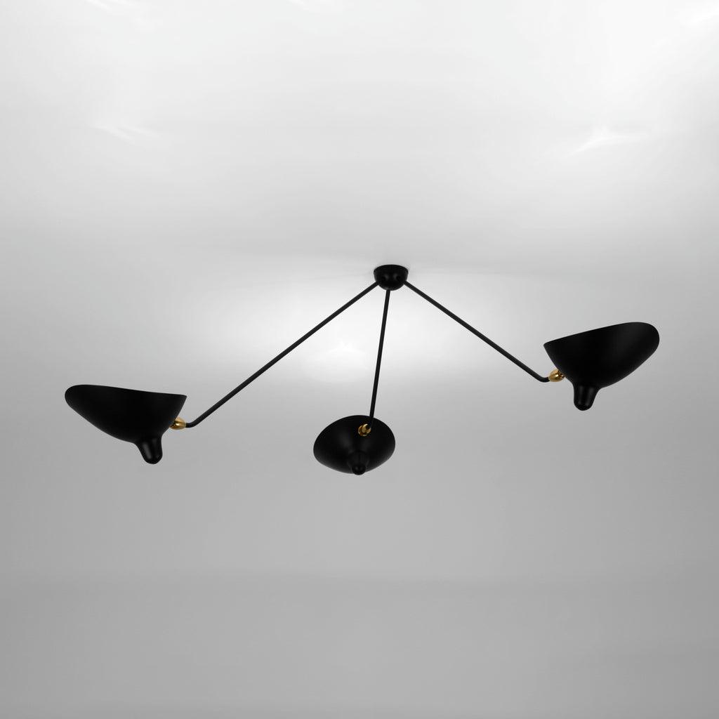 Elaoraine lampa sufitowa trzyramienna czarna rzeźbiarska