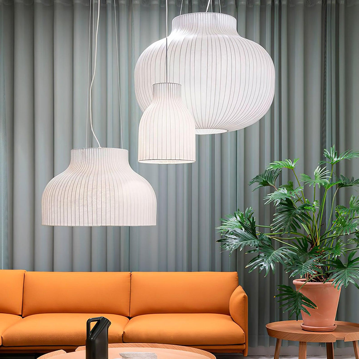 Teriivora lampa wisząca ze szkła jedwabnego o fakturze