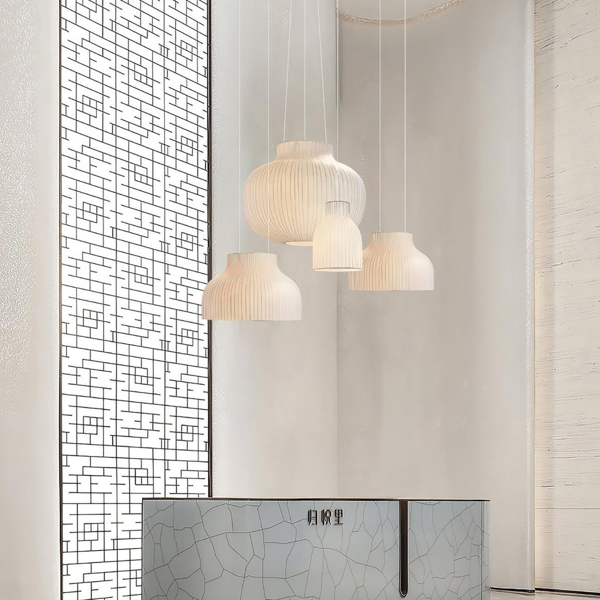 Teriivora lampa wisząca ze szkła jedwabnego o fakturze