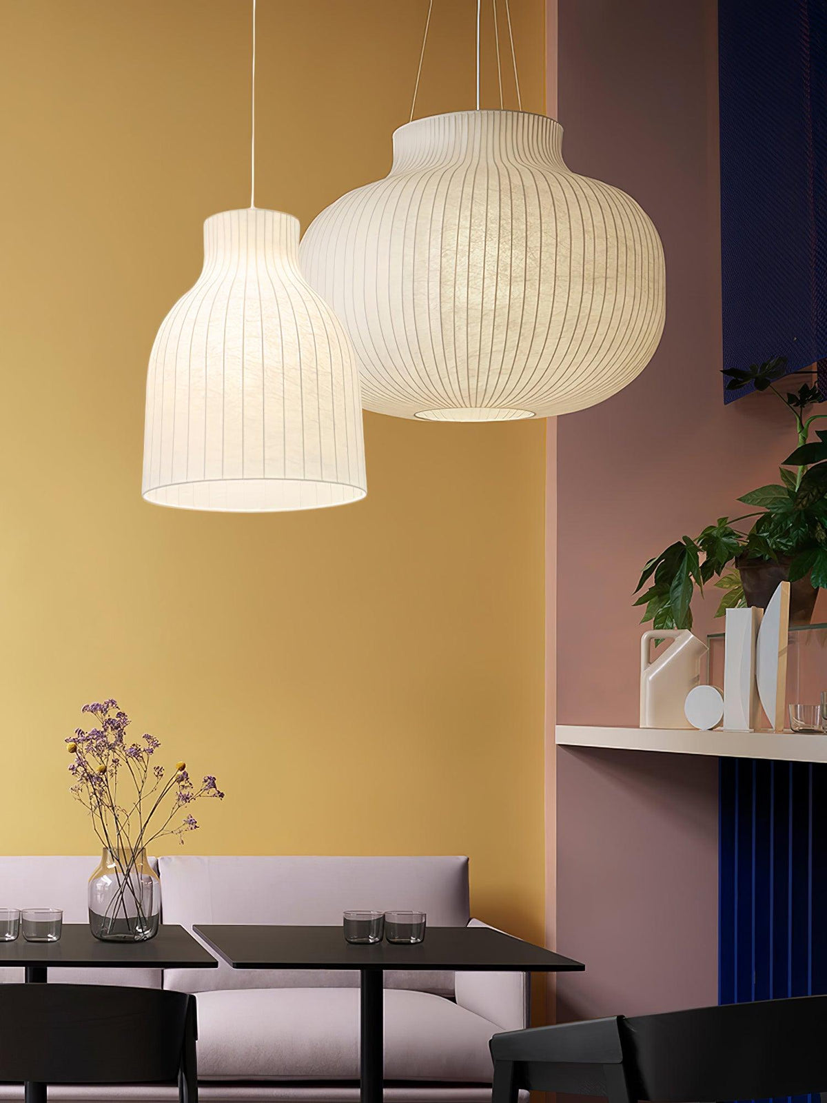 Teriivora lampa wisząca ze szkła jedwabnego o fakturze