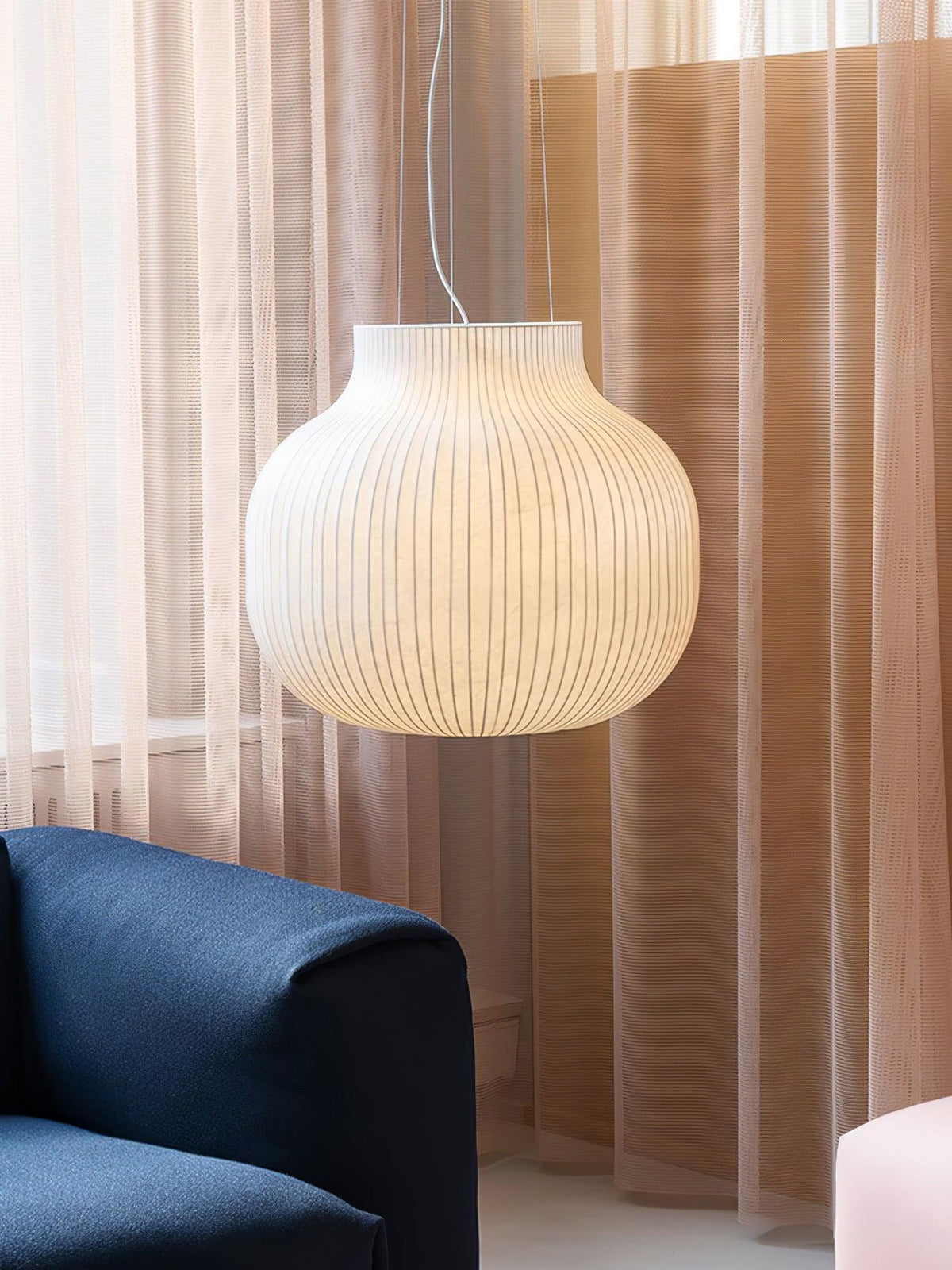 Teriivora lampa wisząca ze szkła jedwabnego o fakturze