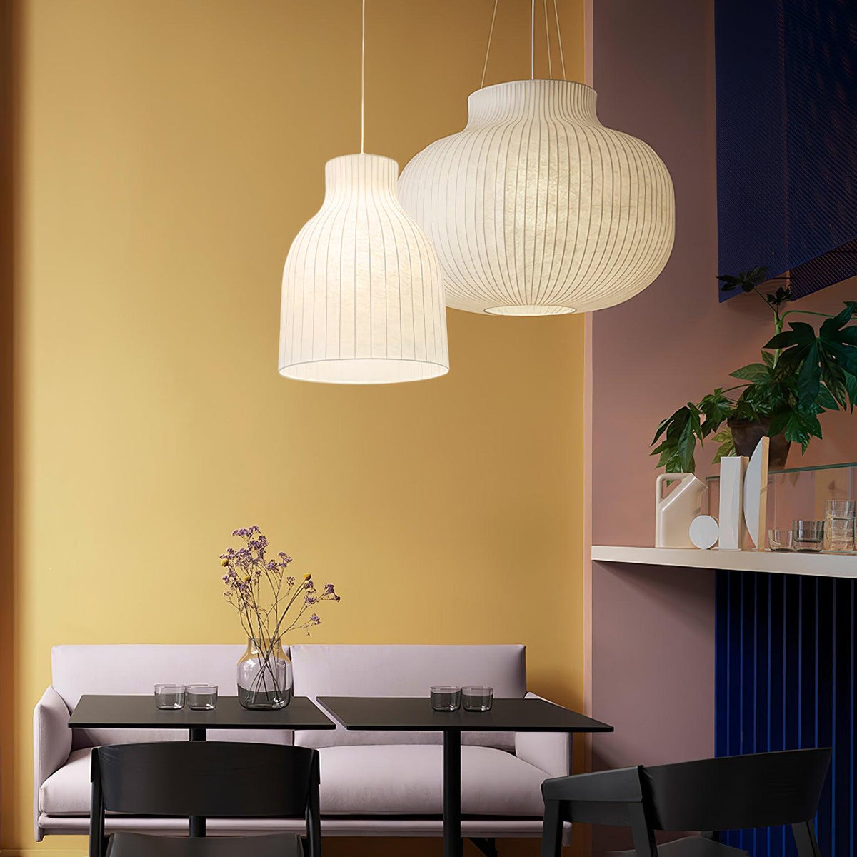 Teriivora lampa wisząca ze szkła jedwabnego o fakturze