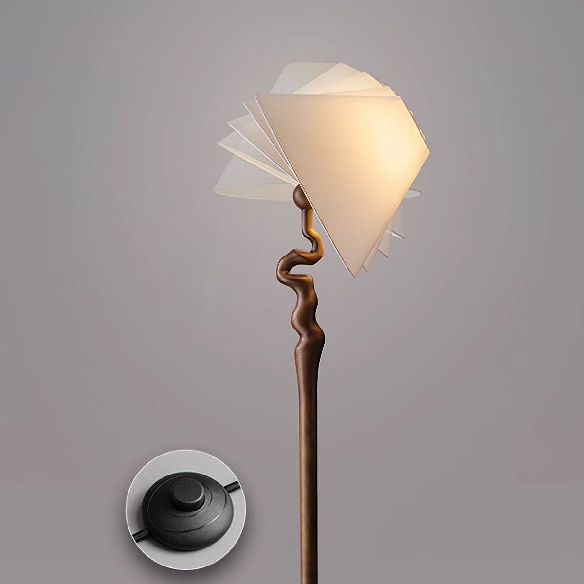 Avloril artystyczna lampa stojąca z drewna