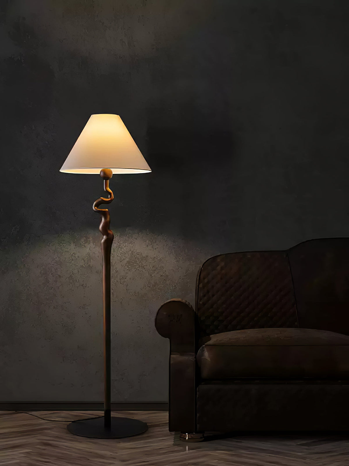 Avloril artystyczna lampa stojąca z drewna