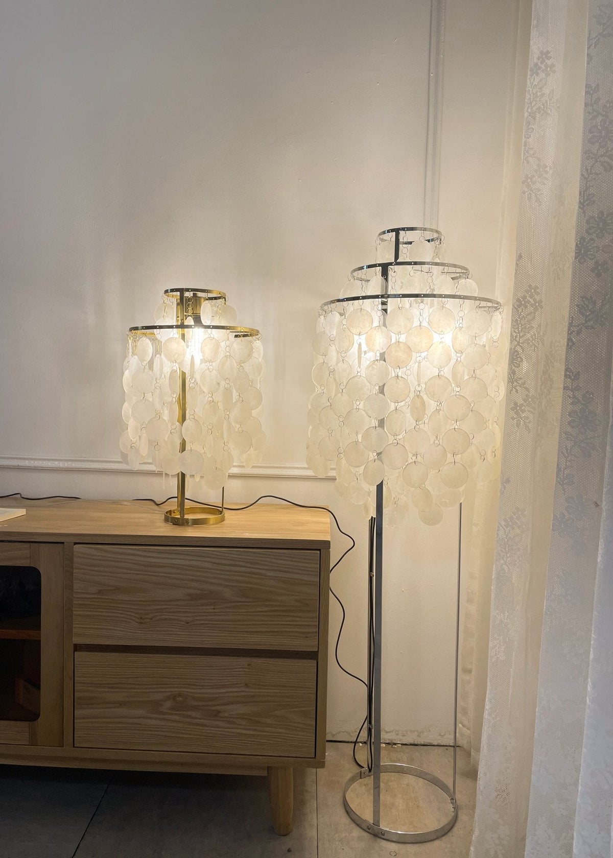 Wern Glam drewniana lampa stojąca ze szkła