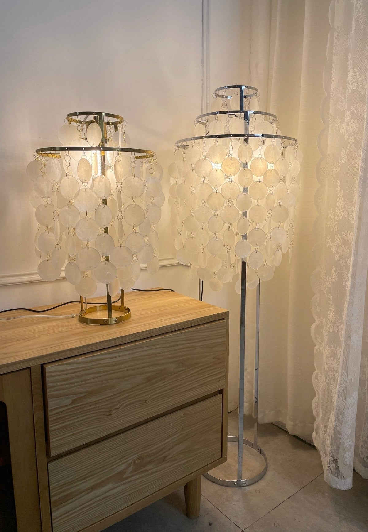 Wern Glam drewniana lampa stojąca ze szkła