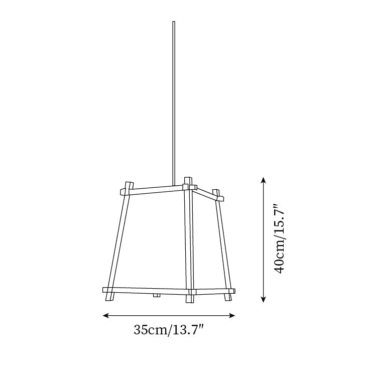 Ritta lampa wisząca z płócienną osłoną w geometrycznej ramie