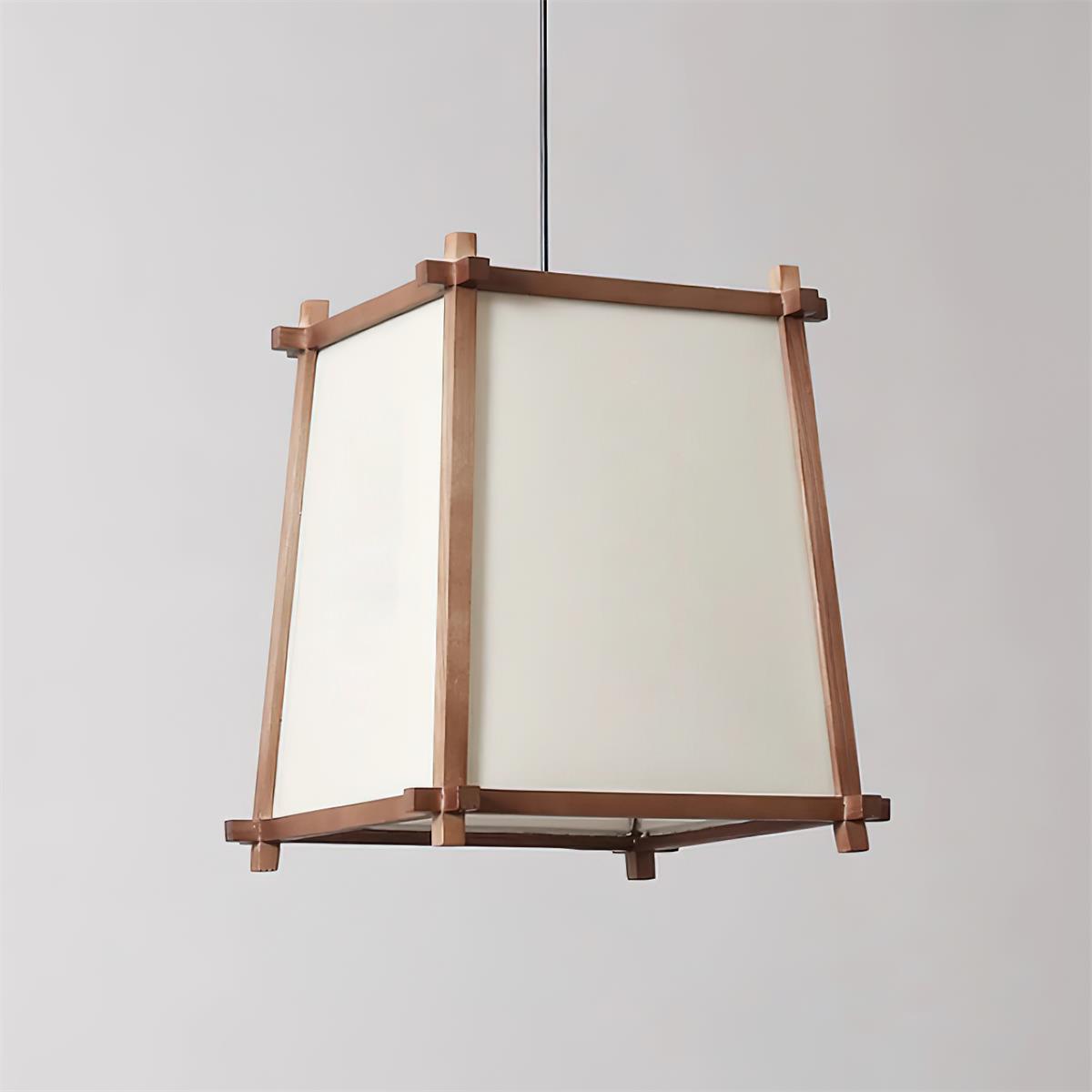 Ritta lampa wisząca z płócienną osłoną w geometrycznej ramie