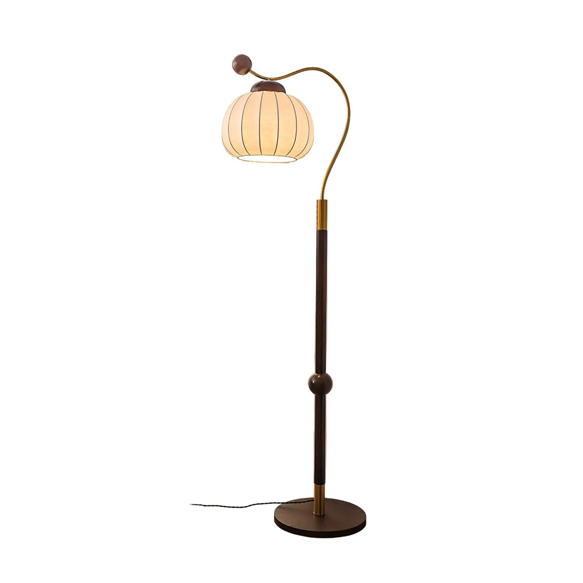 Devenor lampa stojąca ze szkła i drewna