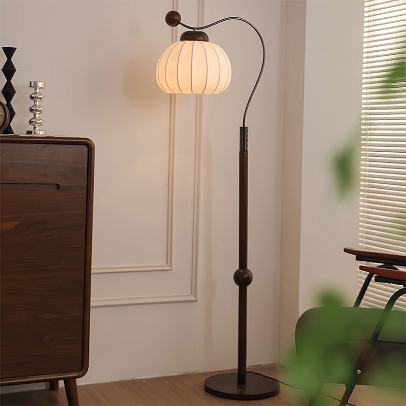 Devenor lampa stojąca ze szkła i drewna