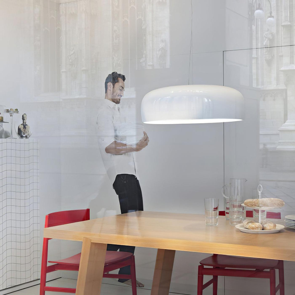 Void nowoczesna lampa wisząca ze szkła aluminium