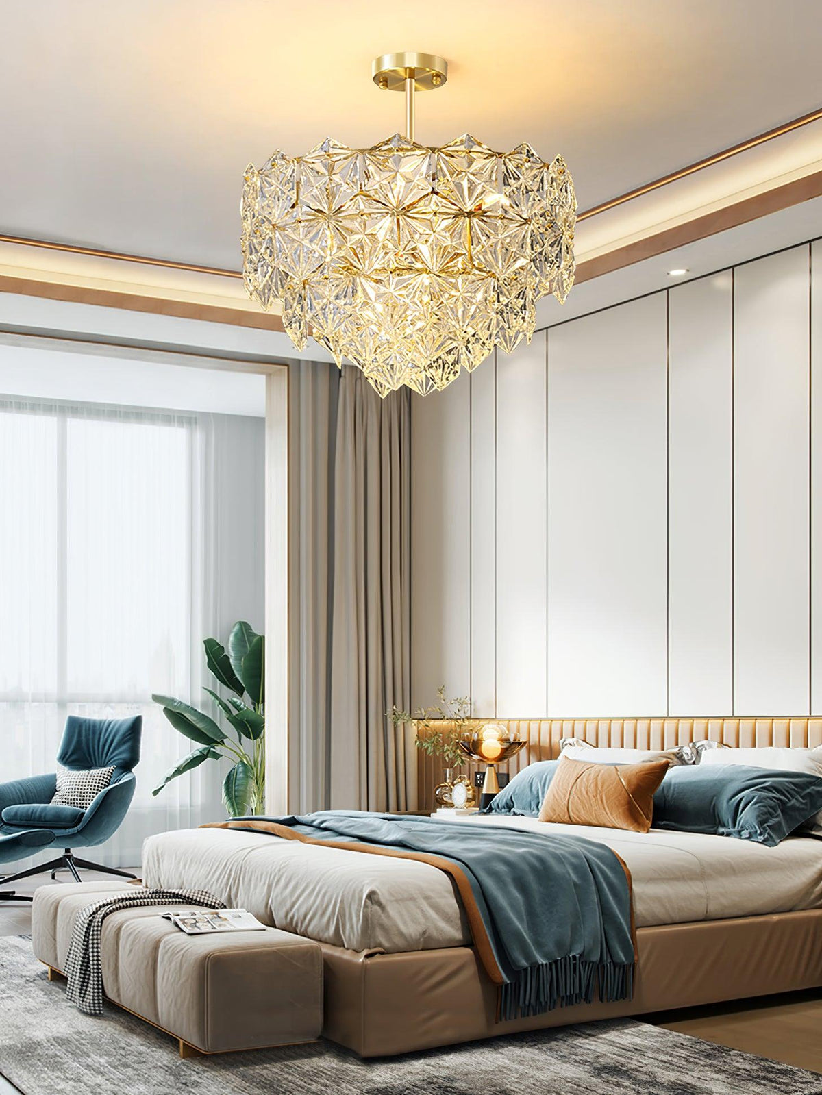Eirararia żyrandol ze szkła Snowflake Gold