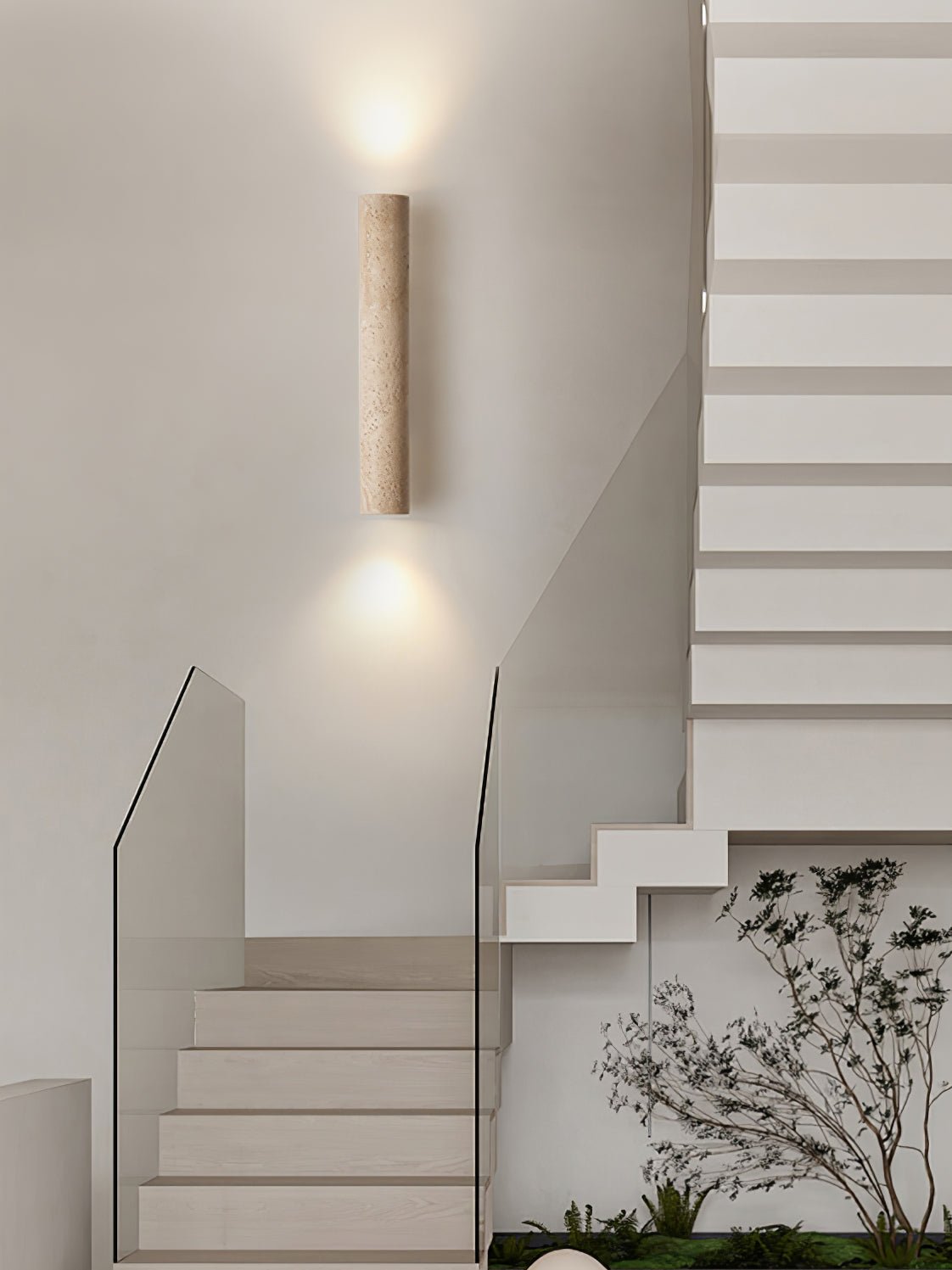 Seranise Slim Cylinder Travertine Kinkiet