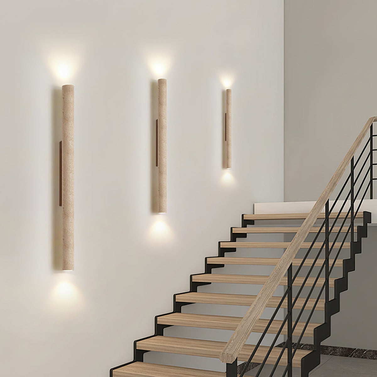 Seranise Slim Cylinder Travertine Kinkiet
