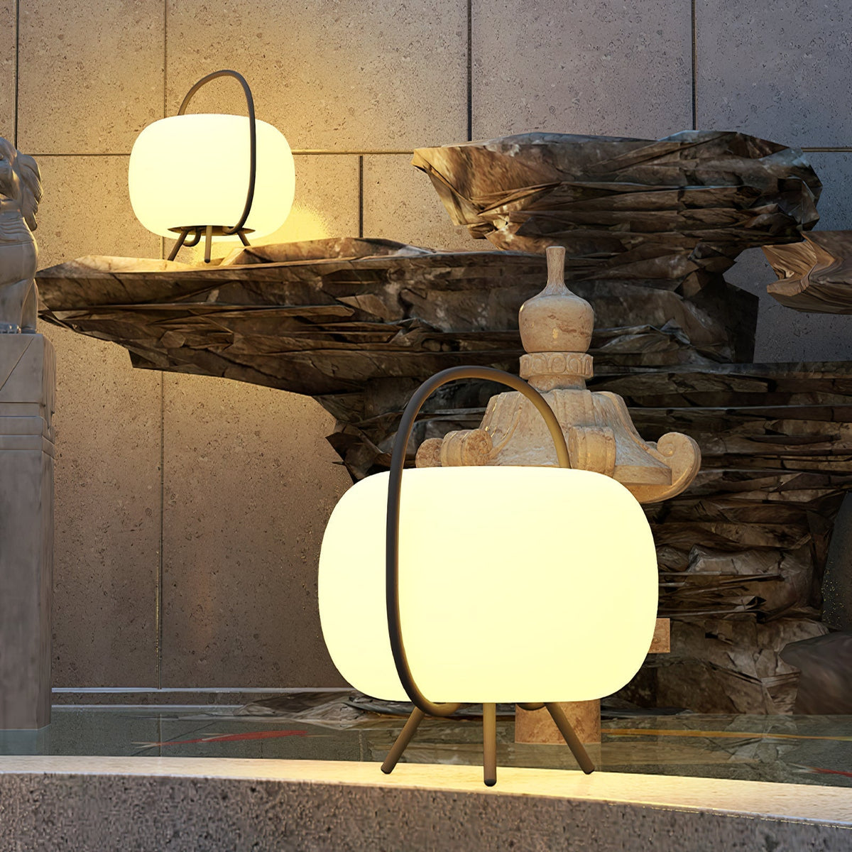 Prytk zewnętrzna lampa stojąca w kształcie latarni z nogami trypodowymi | Cielum