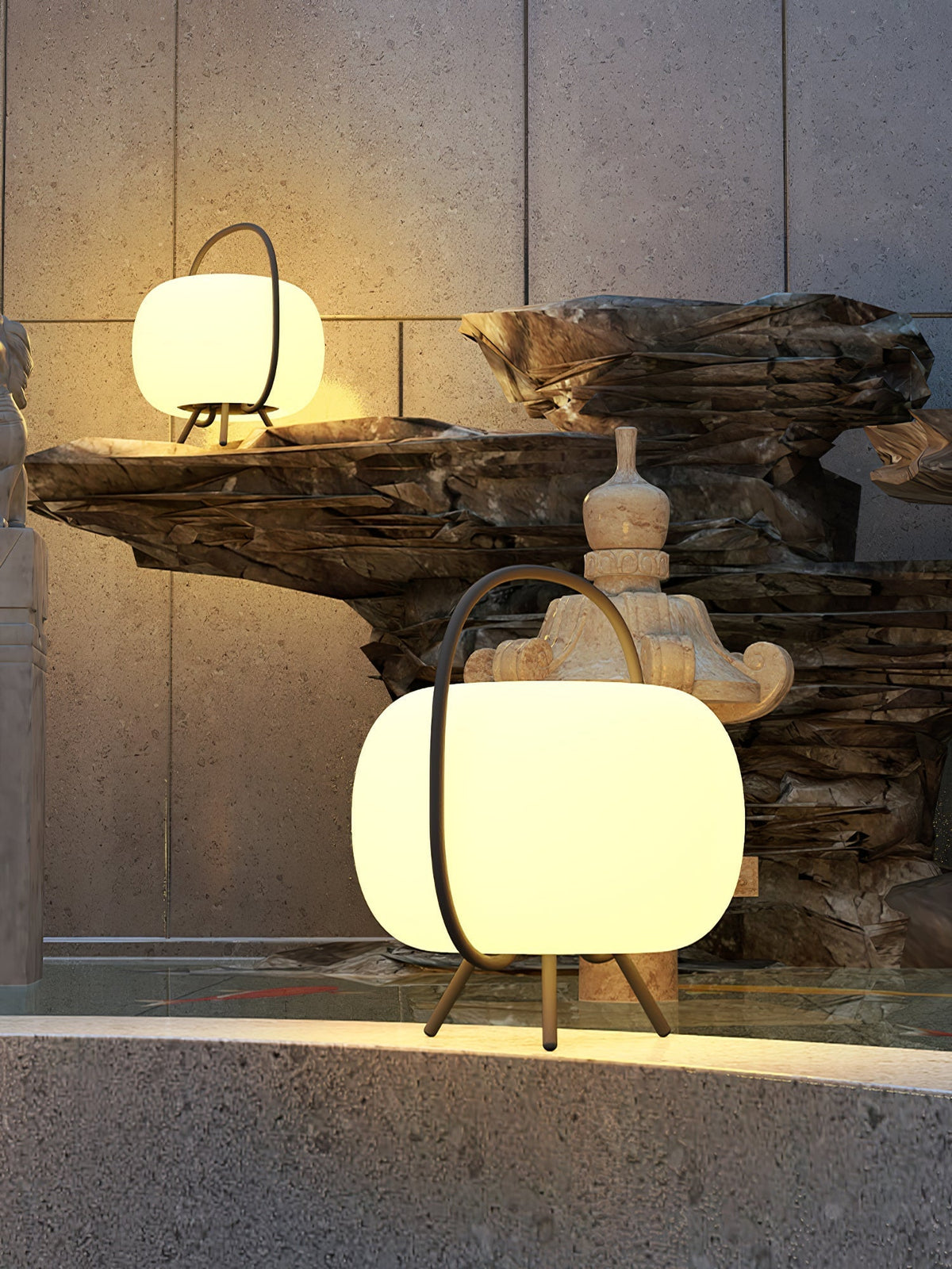 Prytk zewnętrzna lampa stojąca w kształcie latarni z nogami trypodowymi | Cielum