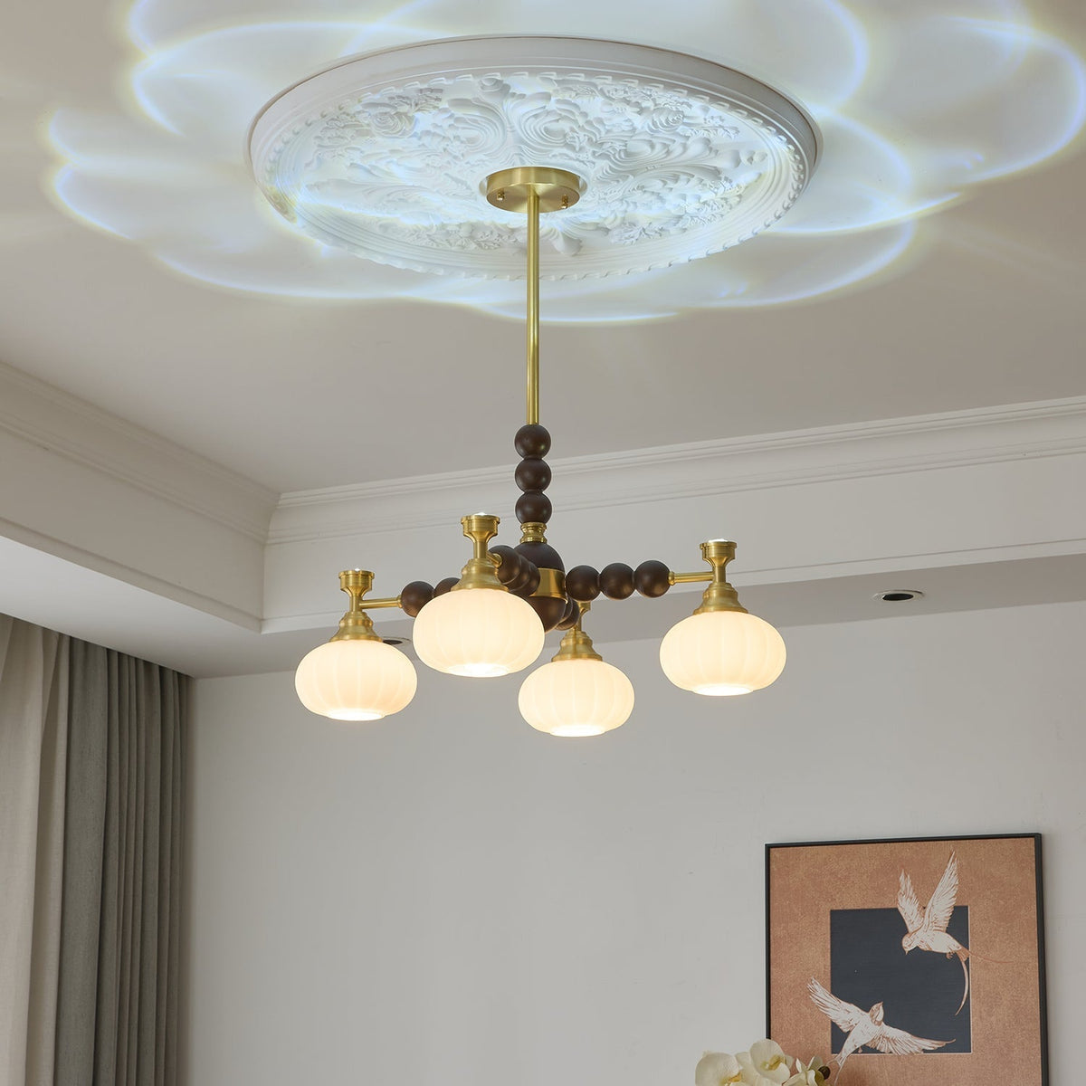 Avdorira Elegance żyrandol w stylu vintage ze szkła i drewna