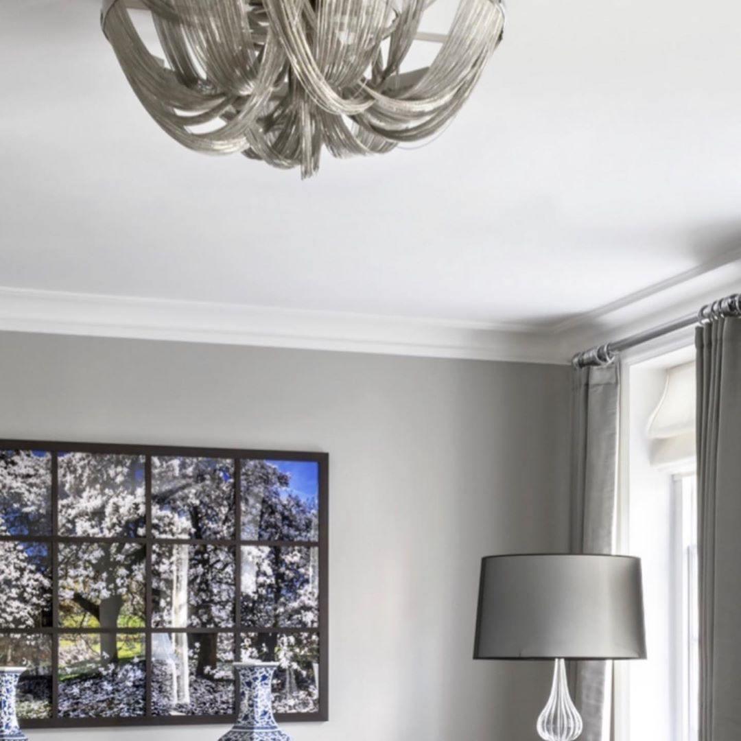 Talj lampa sufitowa z kordem aluminiowym ramą posrebrzaną