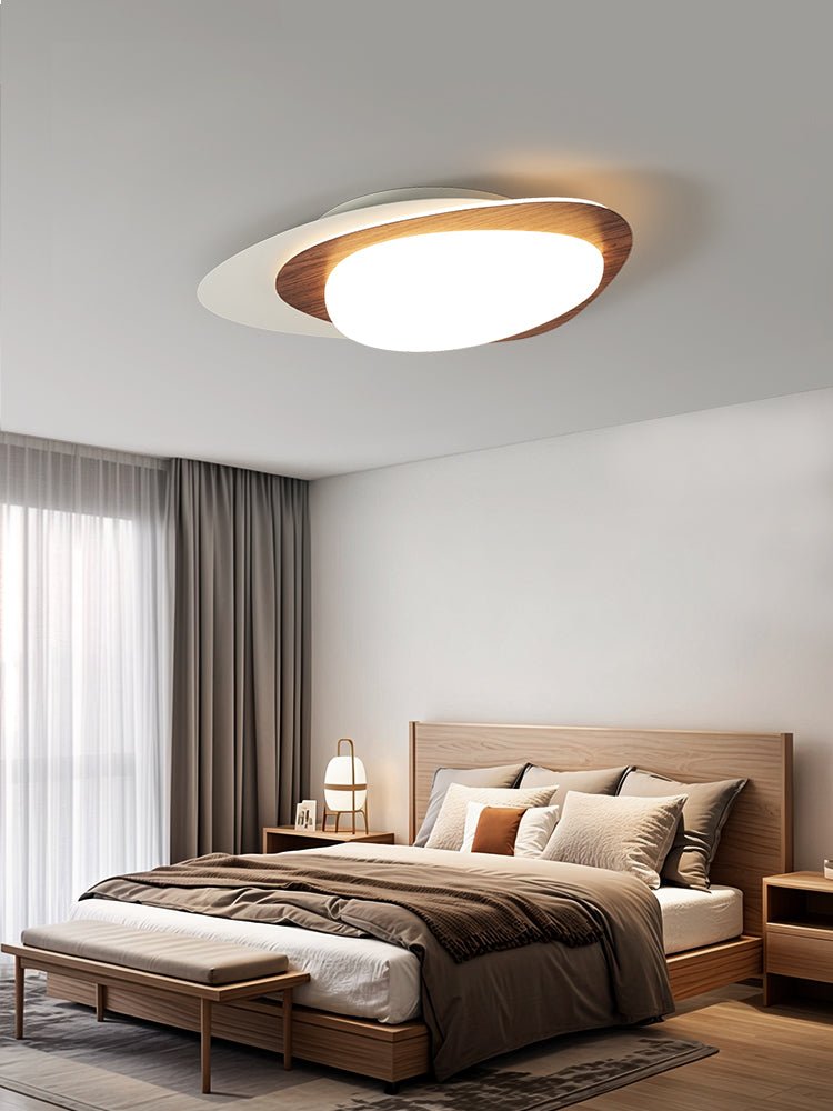 Fuji lampa sufitowa w orzechu owalna organiczna LED