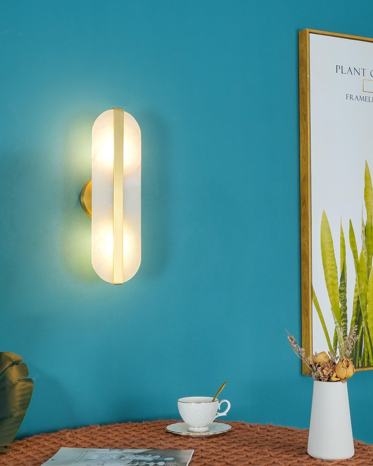 Calura podwójna kinkietowa lampa ścienna w alabastrze