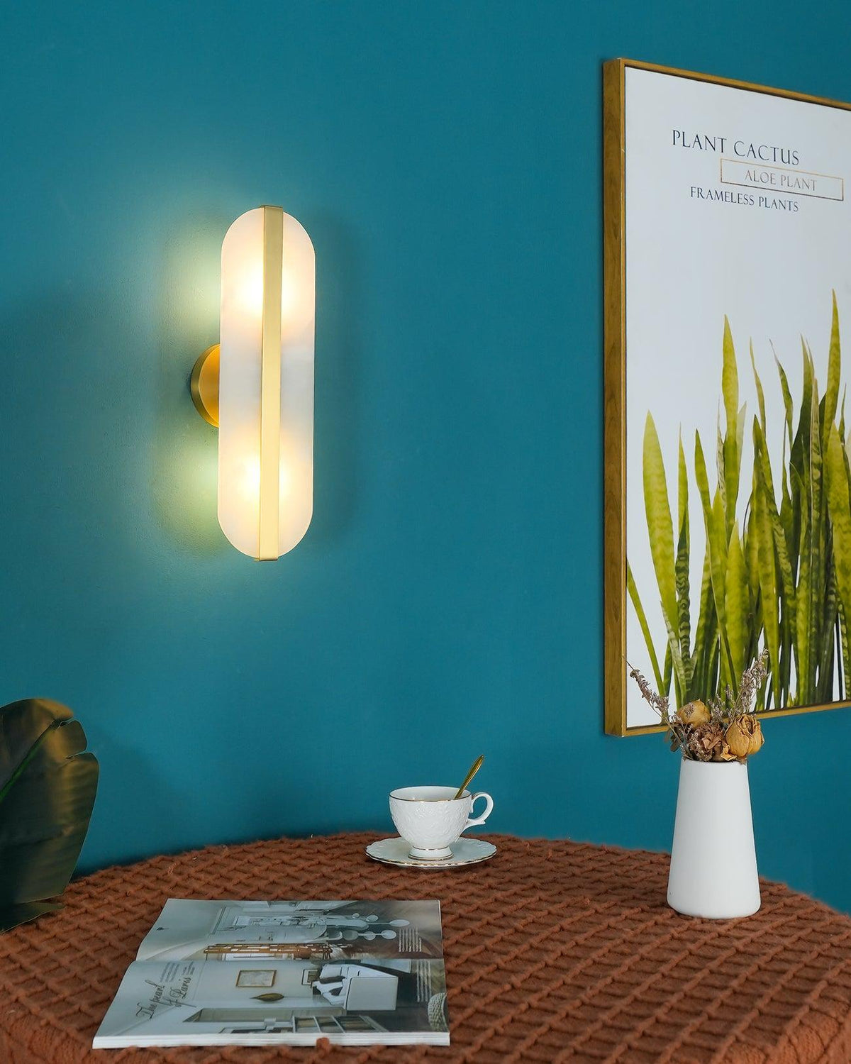 Calura podwójna kinkietowa lampa ścienna w alabastrze