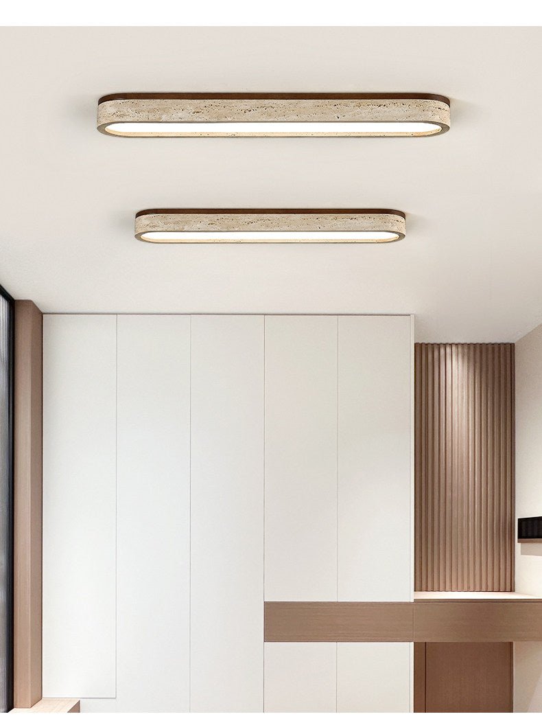 Kirbe liniowa lampa sufitowa z żółtym travertynem