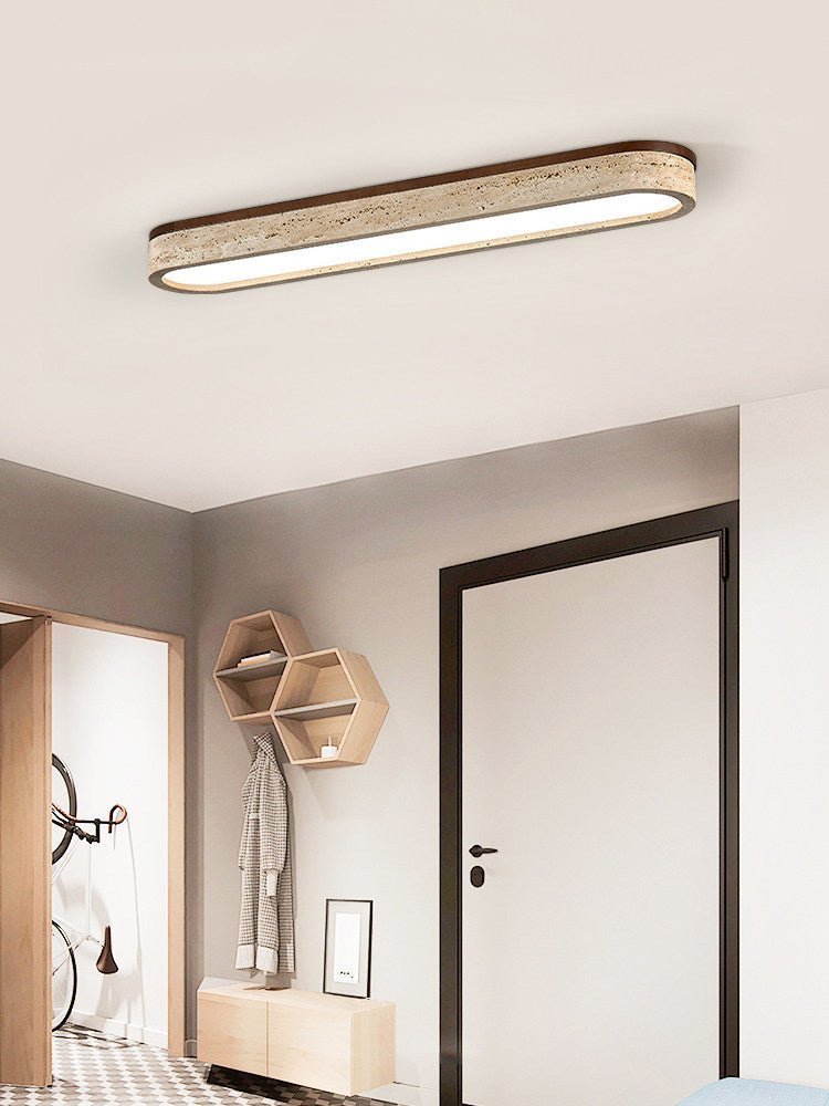 Kirbe liniowa lampa sufitowa z żółtym travertynem