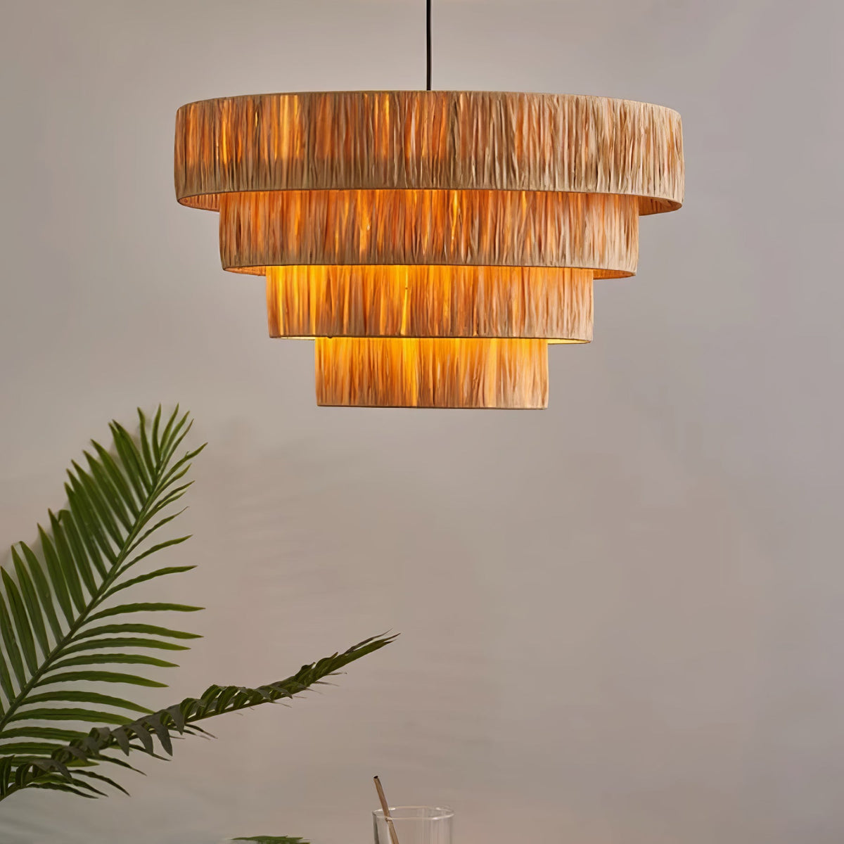 Thyra słomiana lampa wisząca w stylu tradycyjnym retro
