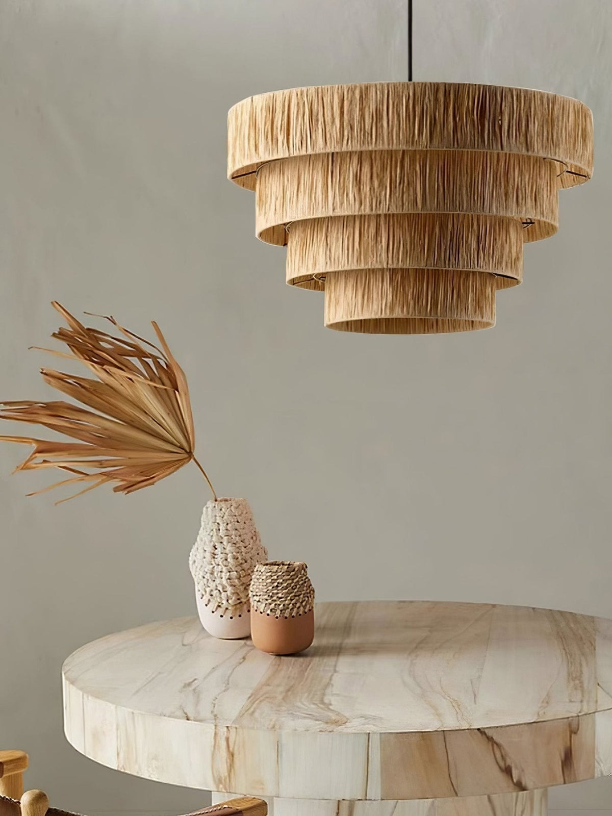Thyra słomiana lampa wisząca w stylu tradycyjnym retro