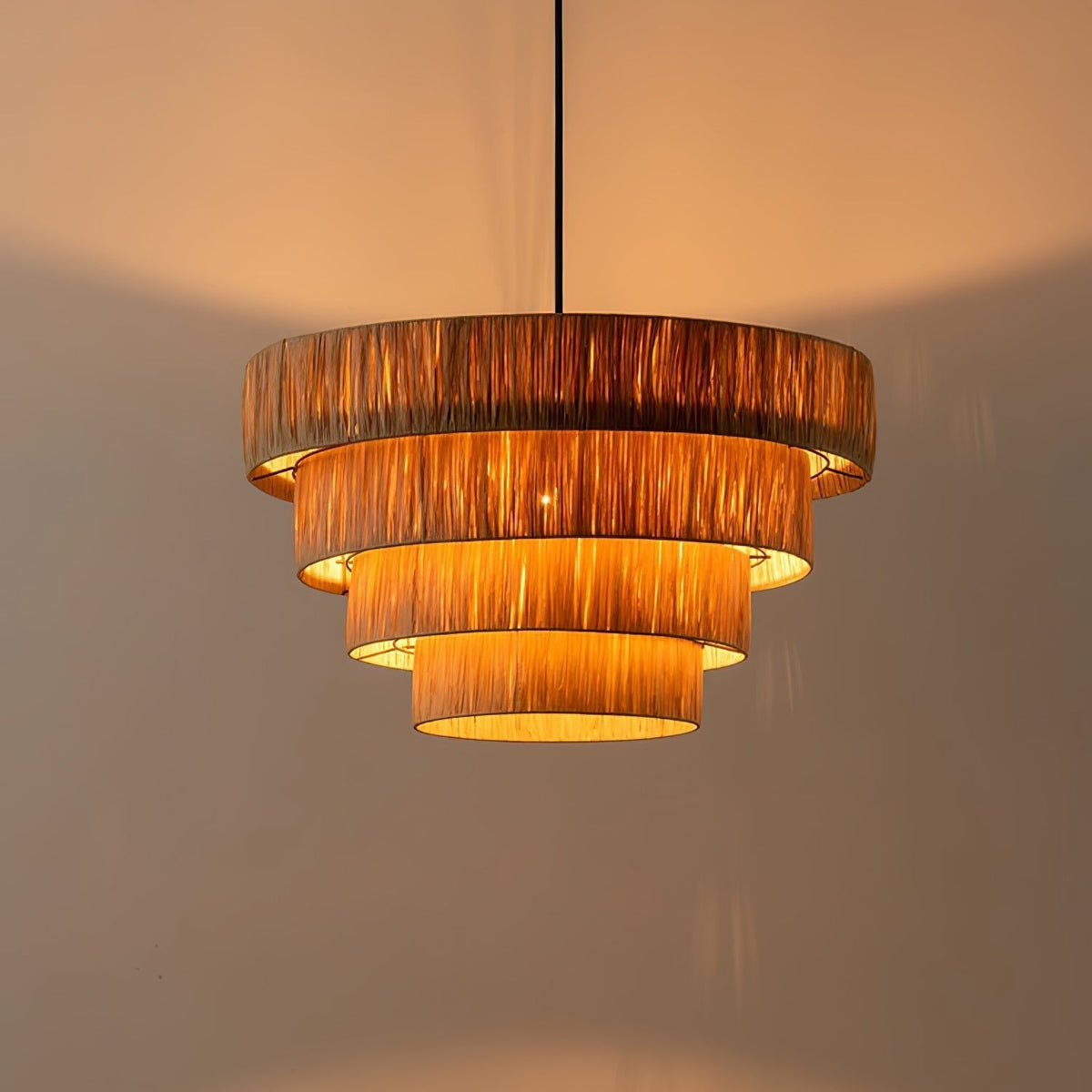 Thyra słomiana lampa wisząca w stylu tradycyjnym retro