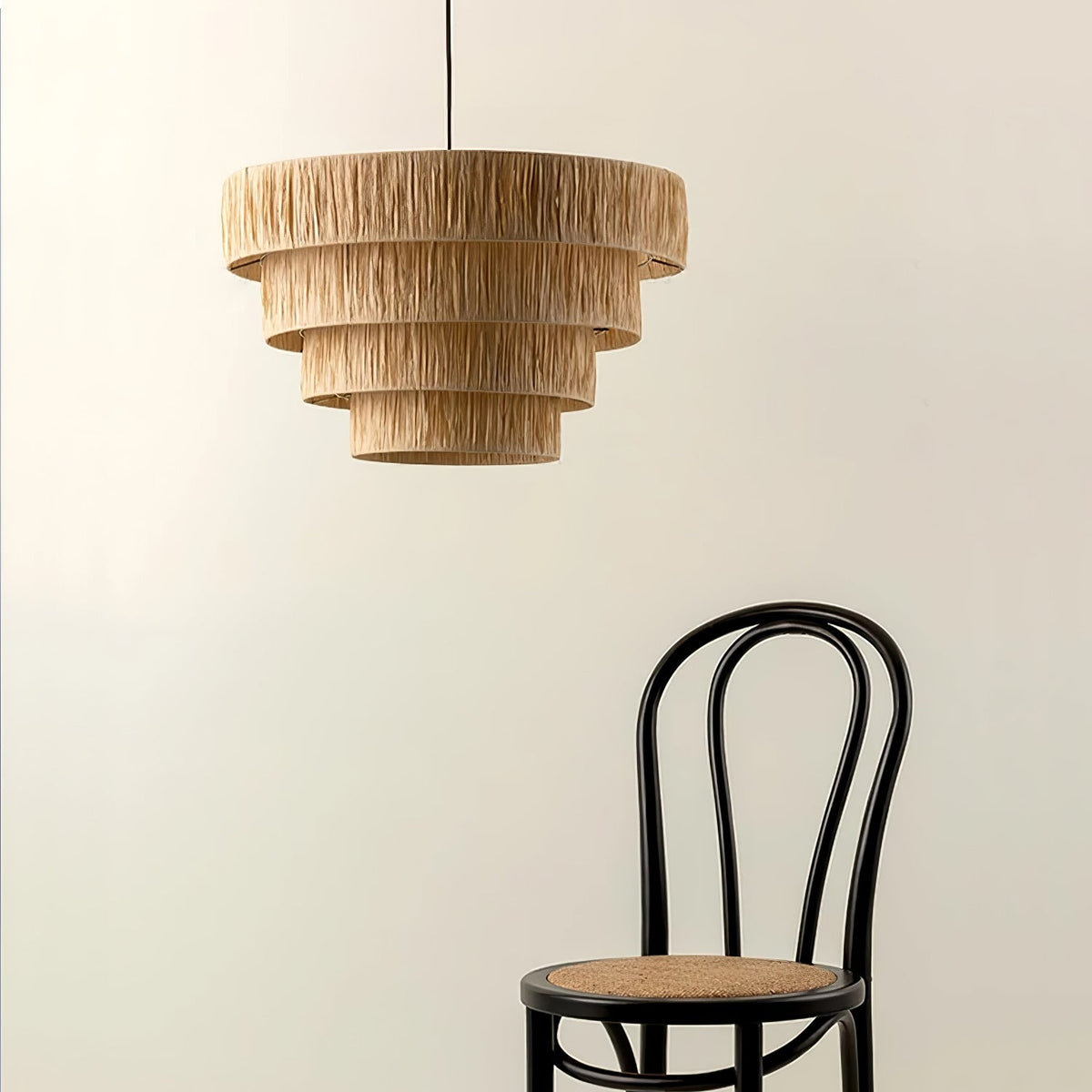 Thyra słomiana lampa wisząca w stylu tradycyjnym retro