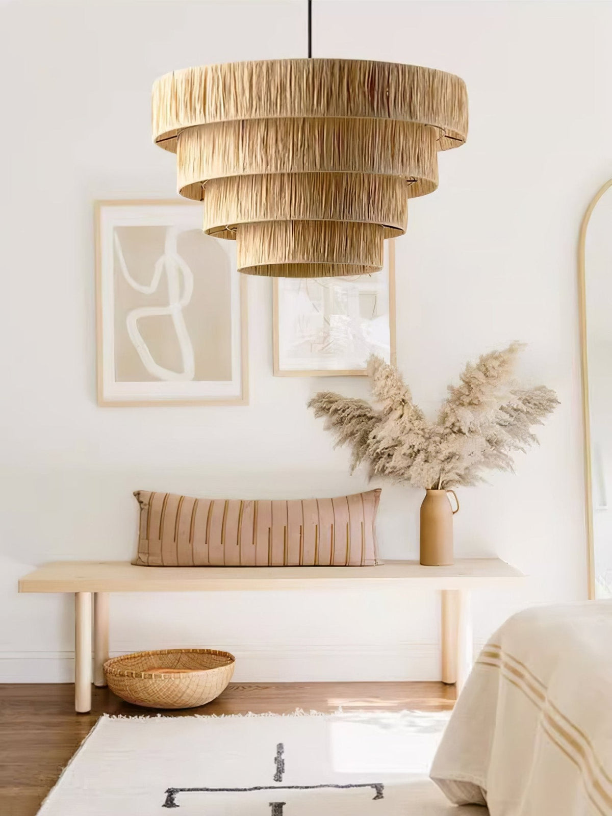 Thyra słomiana lampa wisząca w stylu tradycyjnym retro