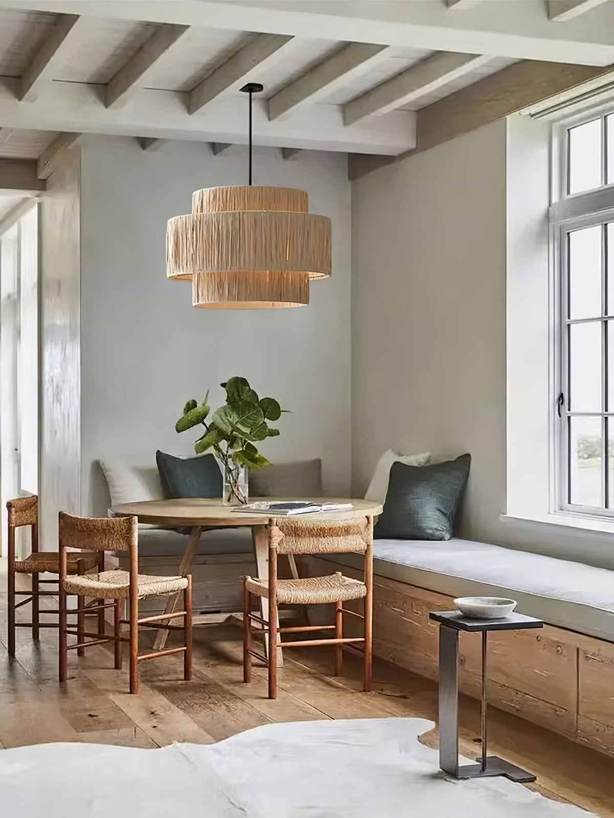 Thyra słomiana lampa wisząca w stylu tradycyjnym retro