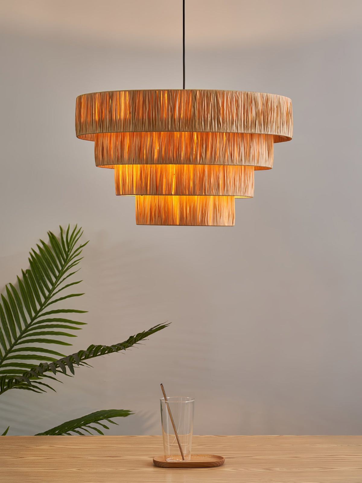 Thyra słomiana lampa wisząca w stylu tradycyjnym retro