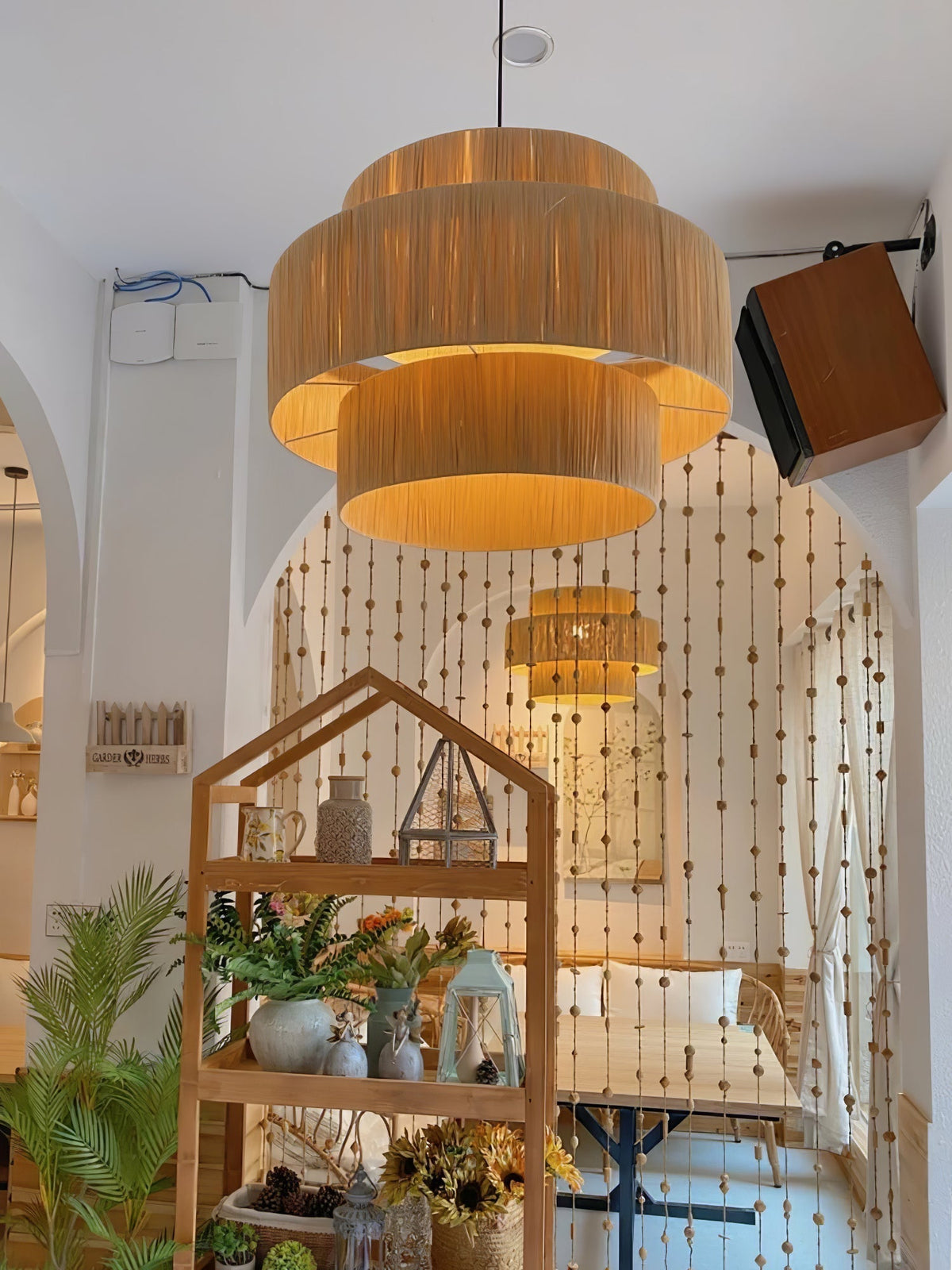 Thyra słomiana lampa wisząca w stylu tradycyjnym retro
