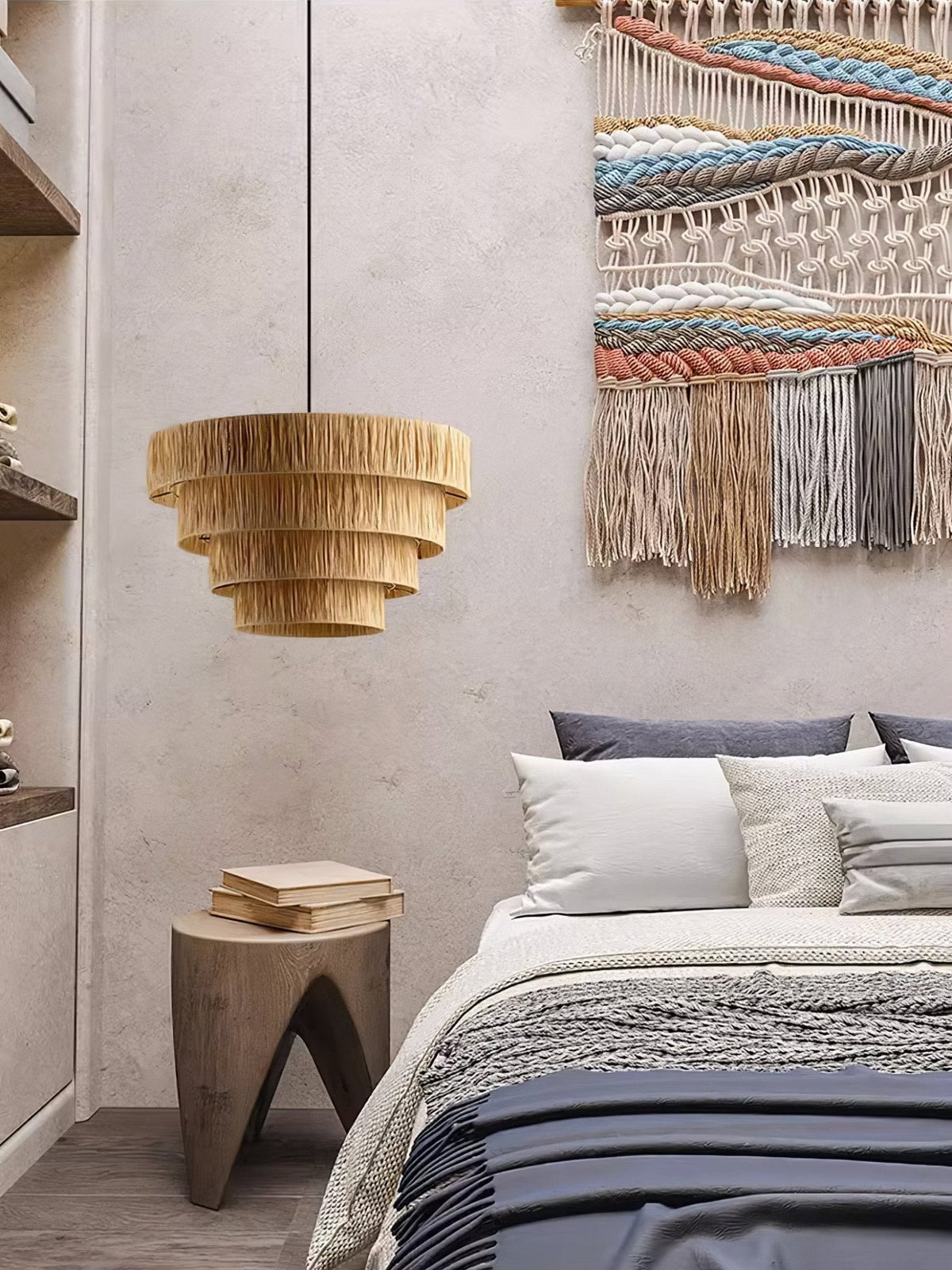 Thyra słomiana lampa wisząca w stylu tradycyjnym retro