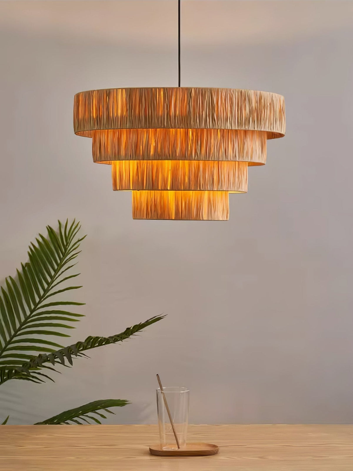 Thyra słomiana lampa wisząca w stylu tradycyjnym retro
