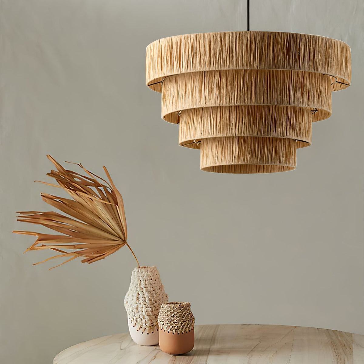 Thyra słomiana lampa wisząca w stylu tradycyjnym retro