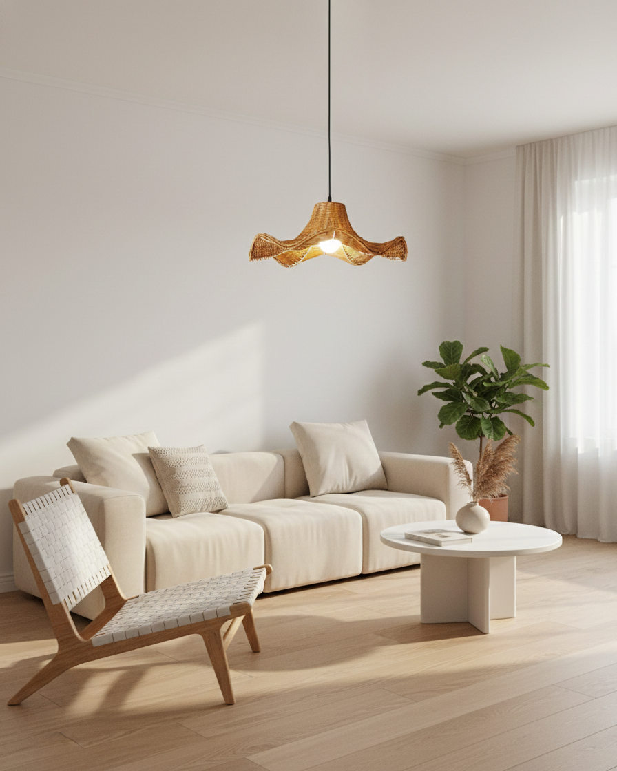 Lampa wisząca Ravelle ze skrzydeł rattanu